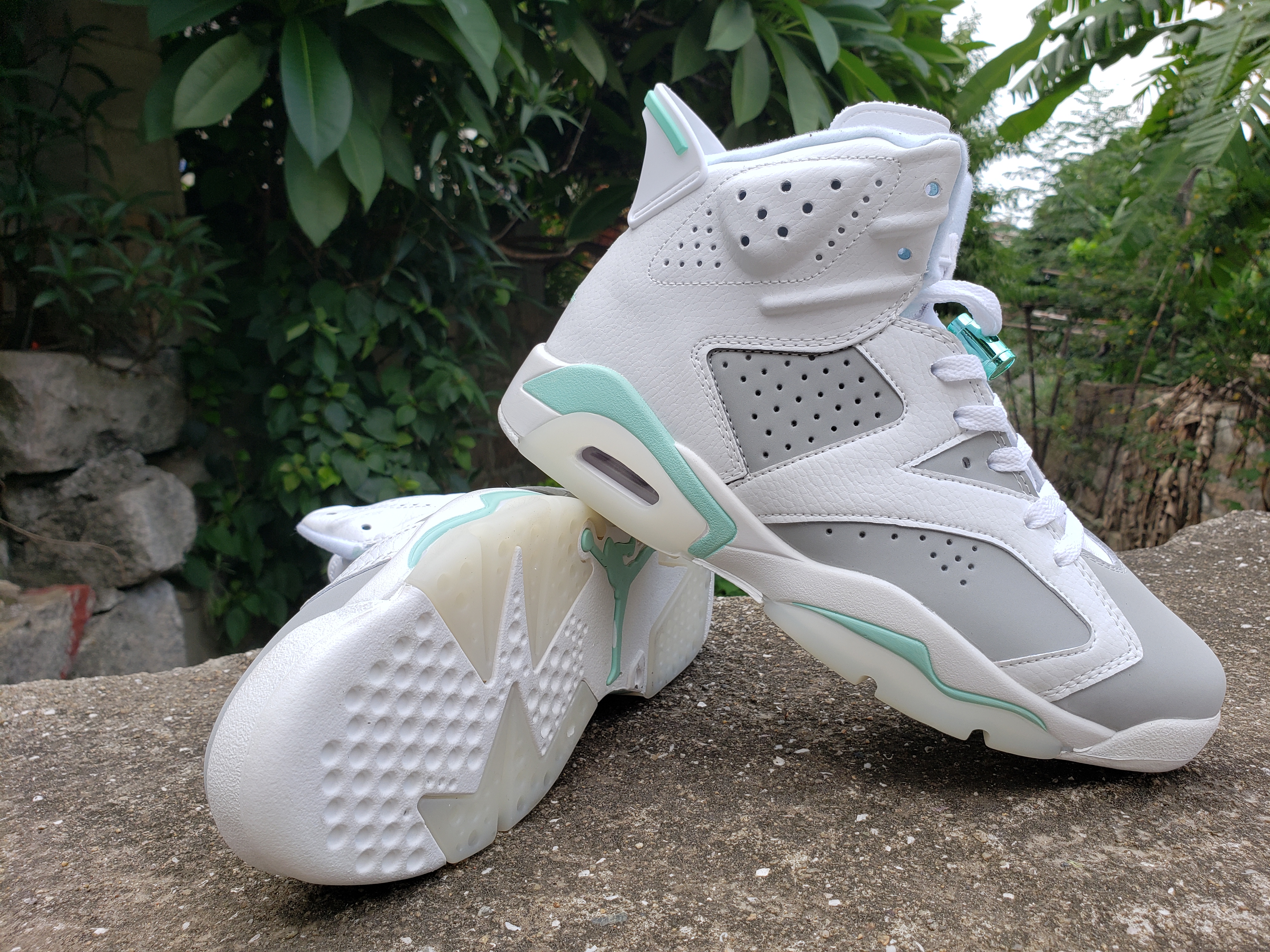 2021 Air Jordan 6 Retro White Grey Jade Blue